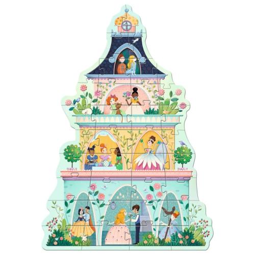 Djeco Puzzle Prinzessinnenturm aus 36 Teilen großes Bodenpuzzle für Kinder ab 4 bei your little kingdom aufgebaut