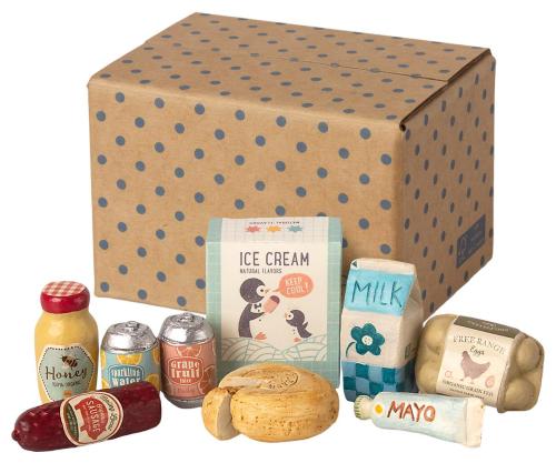 Maileg Grocery Box einkaufsbox für Puppenhaus mit vielen tolle Lebensmitteln bei your little kingdom