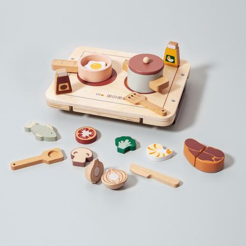 Kinderküche Holz Petit Monkey für Kinder ab 3 16 teilig in soften Farben für Kinder ab 3